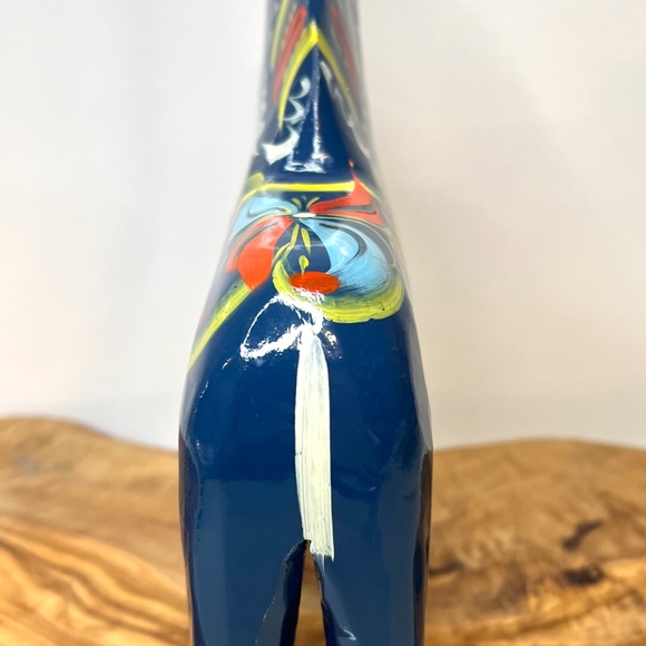 Nils Olsson Blue Dala Wood Swedish Horse 7” Inch Carved Hand Painted Vintage - Picture 5 of 16
